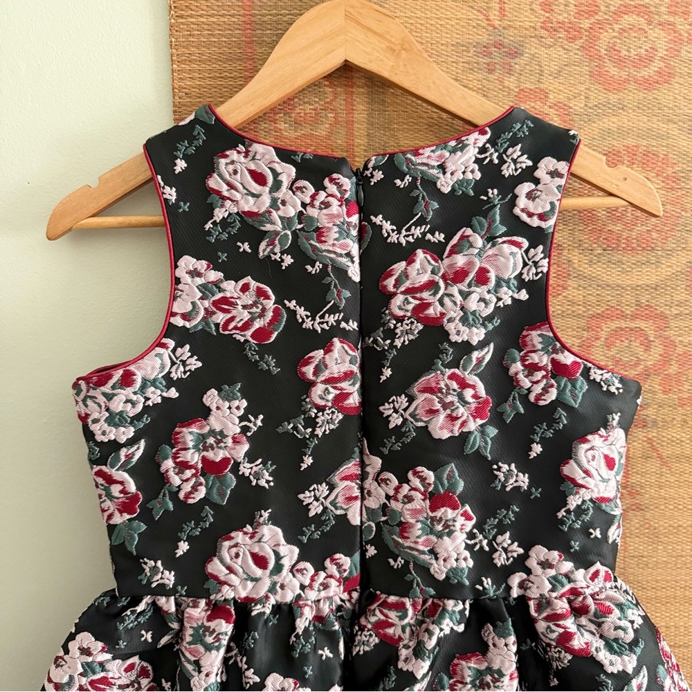 Belle by Badgley Mischka Big Girls Floral Jacquard Bow Waist Dress - Picture 5 of 6